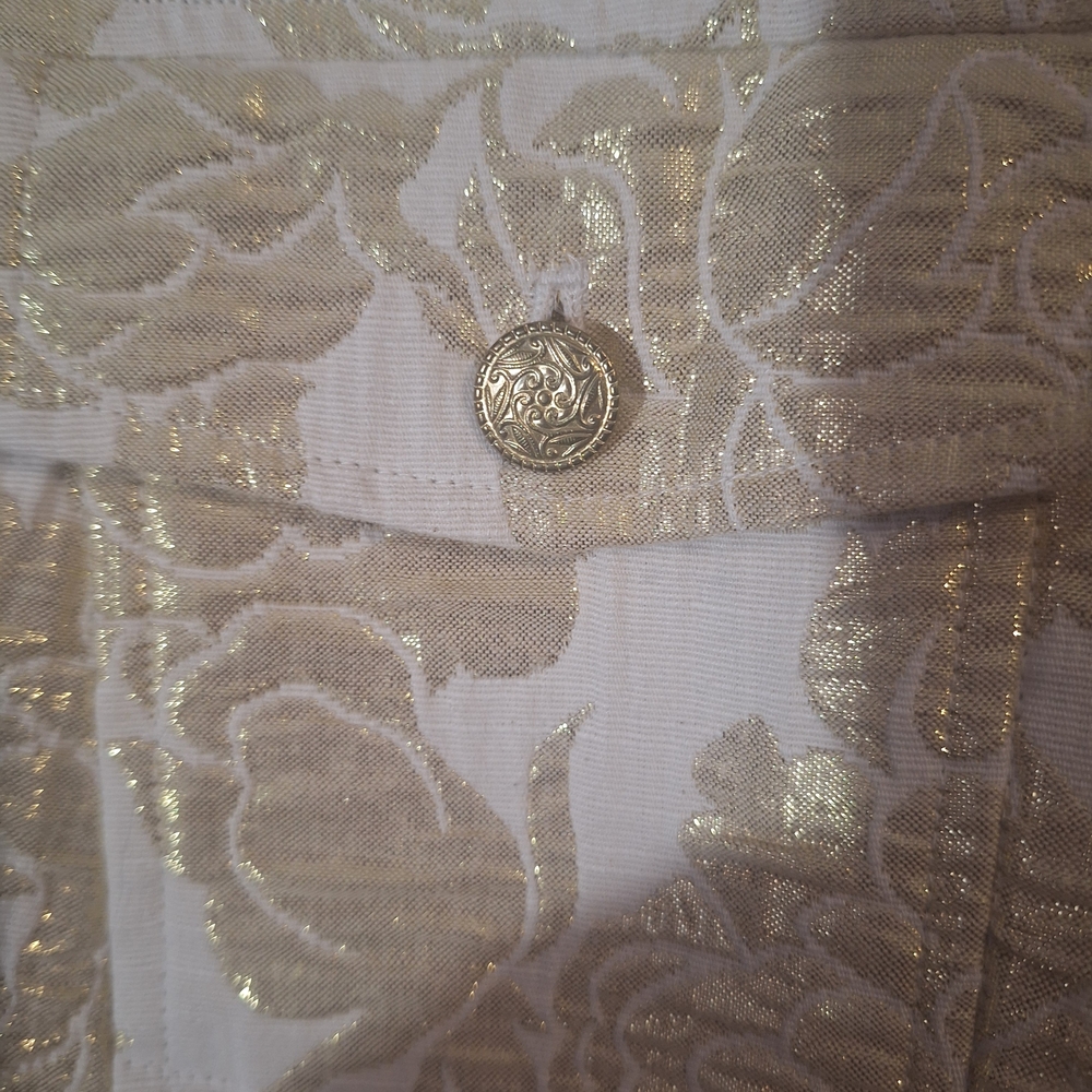 Laura Ashley Metallic Gold Floral Jean Jacket - Picture 2 of 10